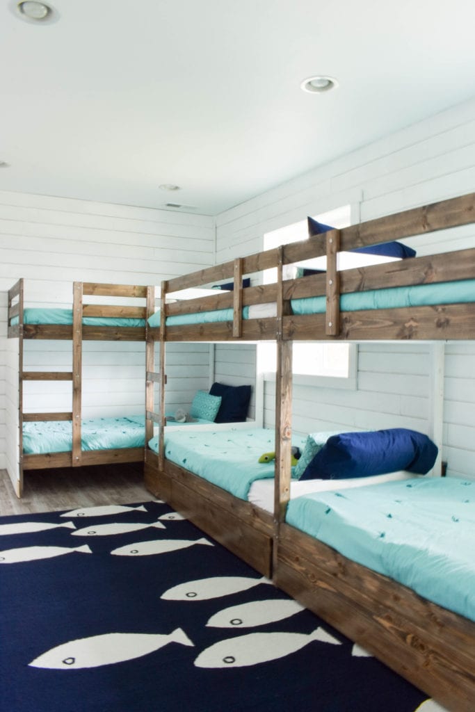 Beach House Bunk Room Reveal Jessica Welling Interiors This Fun Ocean Themed Beach House Bunk Room Is The Perfect Vacation Sleepover And Play