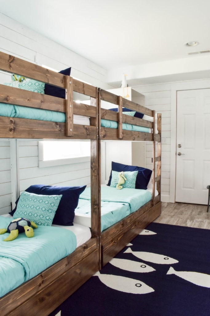 Beach House Bunk Room Reveal Jessica Welling Interiors This Fun Ocean Themed Beach House Bunk Room Is The Perfect Vacation Sleepover And Play