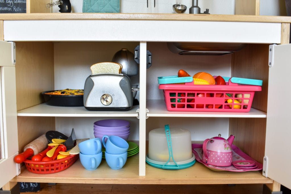 photo of organized play kitchen