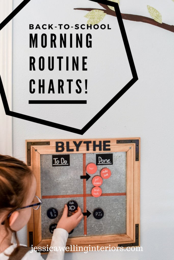 Back to School Morning Routine Charts! girl moving magnet from "to do" to "done"