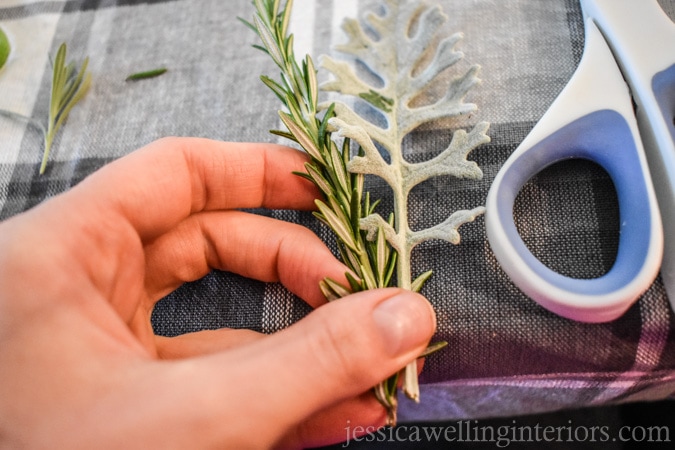 photo of how to make simple place card holders with fresh herbs