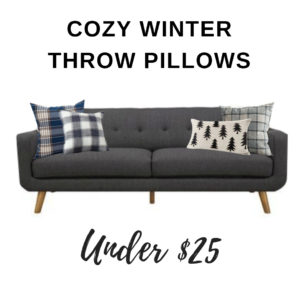 Transition from Christmas to Winter with these inexpensive but cozy Winter throw pillows and throw pillow covers. They will bring texture and warmth to your sofa or bed during the cold months!