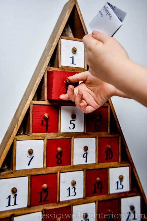 Make your own reusable advent calendar! It's great for kids and adults alike. Fill the boxes with little toys, candy, notes, or whatever you like!