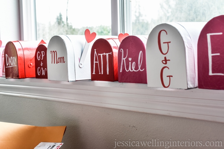 image of Valentine's Day mailboxes in play post office