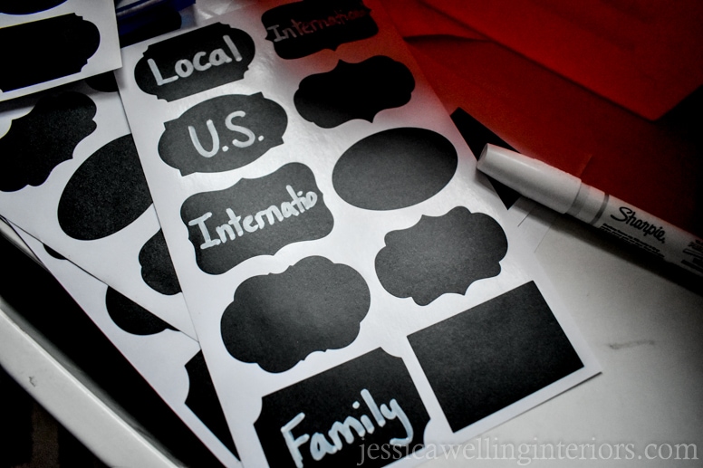 image of chalkboard sticker labels for play post office