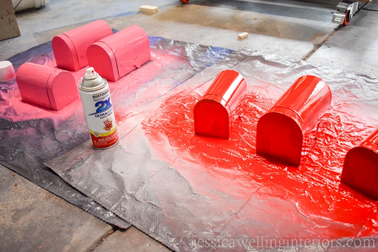image of spray painted valentine mailboxes