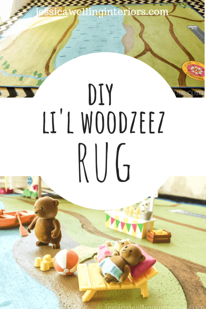 This easy DIY painted play rug is perfect for Li'l Woodzeez, Calico Critters, Little People, and more! It's the perfect mat for their imaginative play.