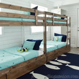 beach house bunk room showing 4 bunks, 