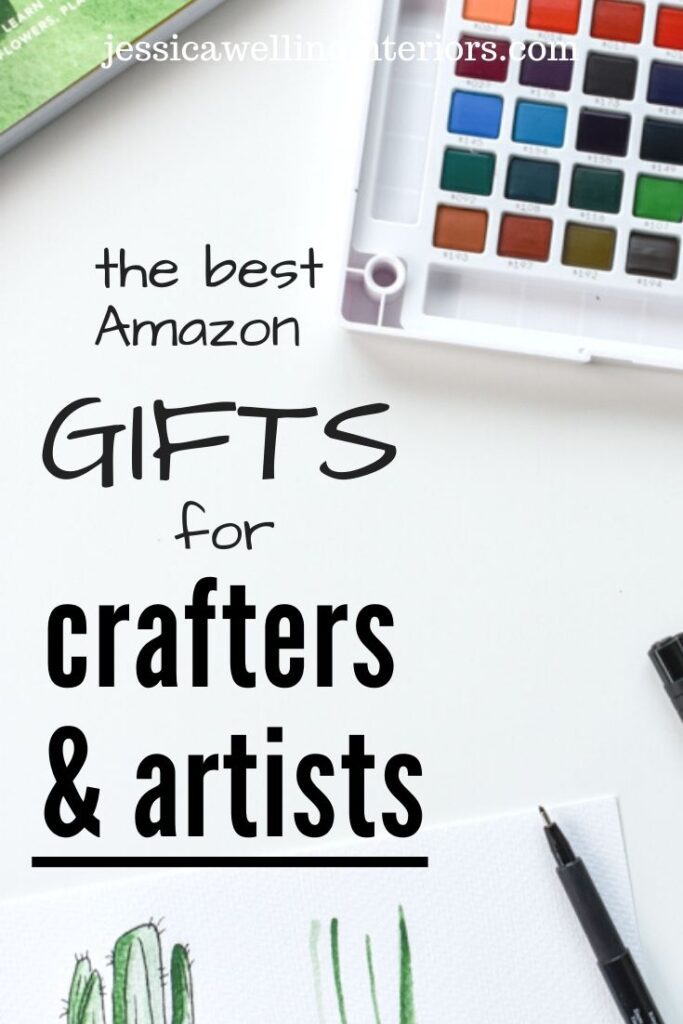 The Best Amazon Gifts for Crafters & Artists: watercolor palette, drawing pens, and partially completed cactus drawing