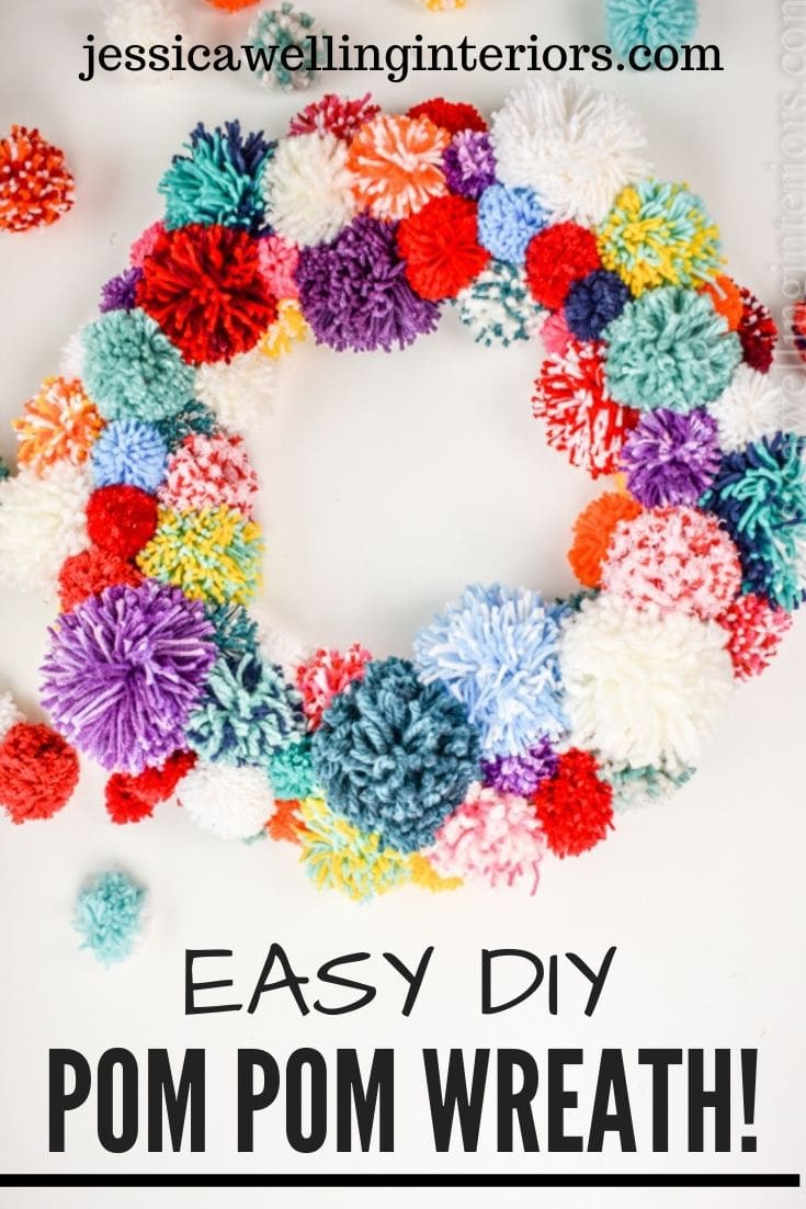 Make a Colorful Pom Pom Wreath! - Jessica Welling Interiors