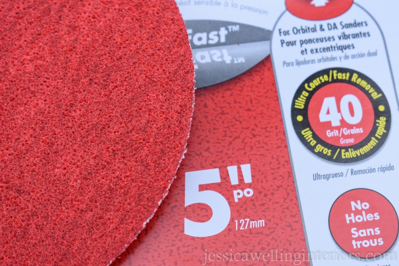 close-up of 40 grit orbital sander disk