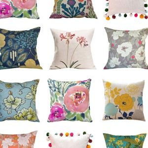 collage of floral throw pillow covers