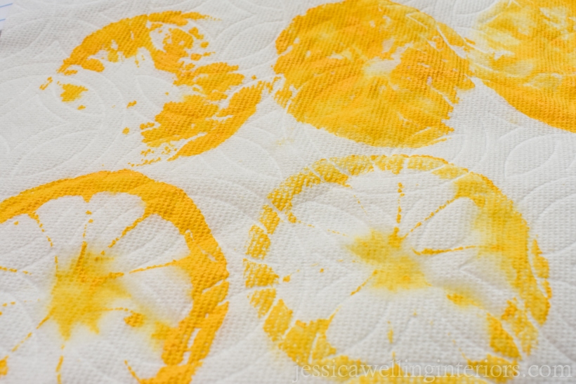 paper towel with yellow lemon prints