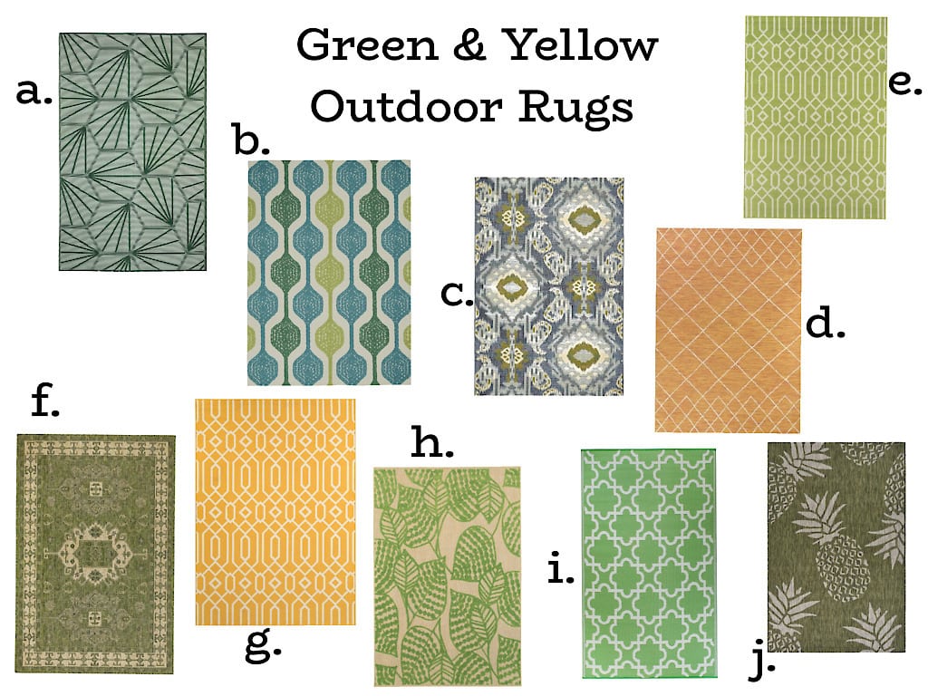 green and yellow outdoor rug