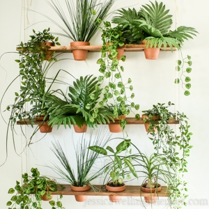 diy indoor vertical garden with artificial plants