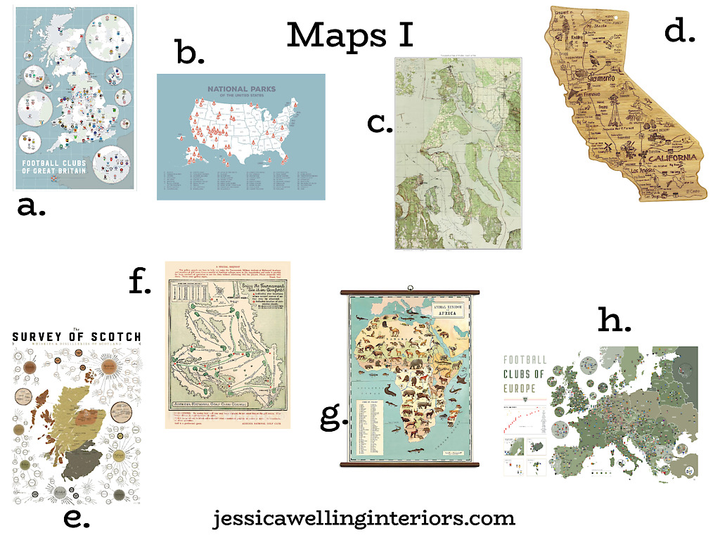 collage of map wall art for men 