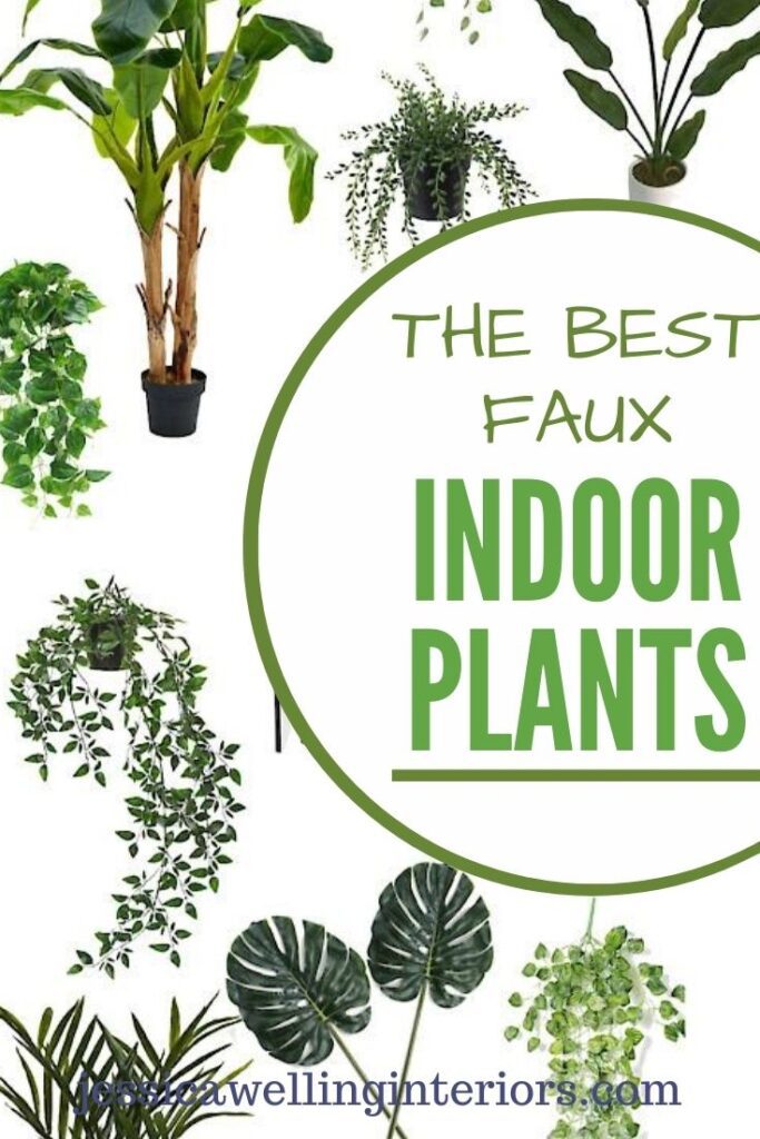 The Best Faux Indoor Plants: collage of artificial plants on a white background