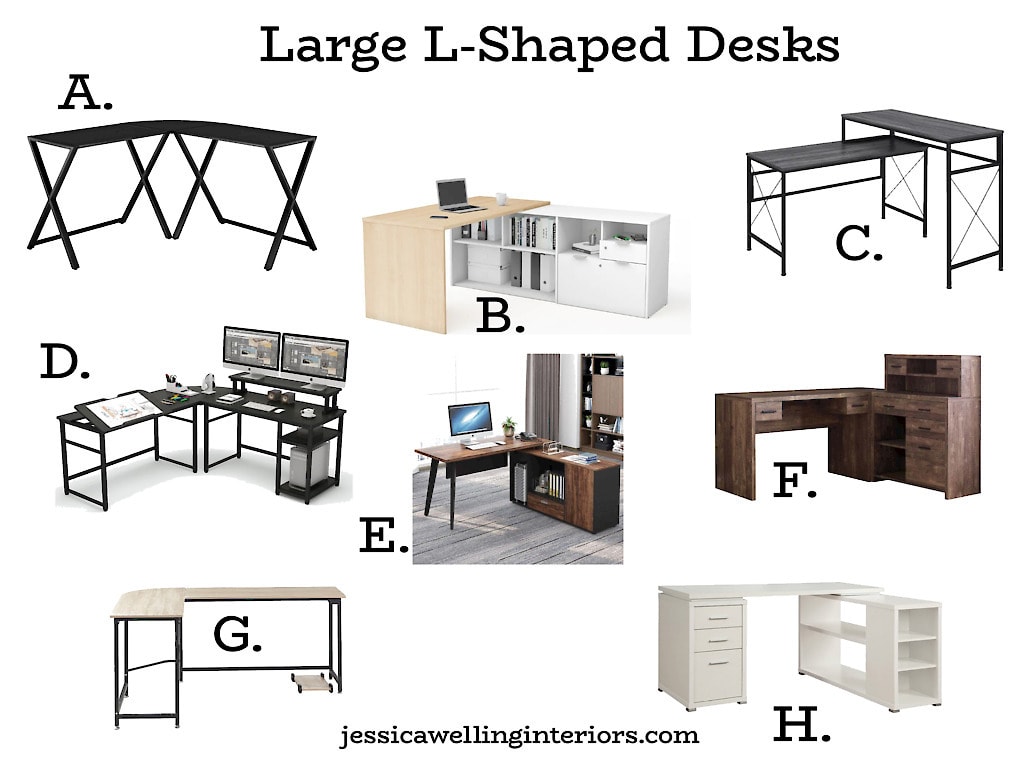 Large L-Shaped Desks: collage of home office desks for corners and L-shaped home office desks