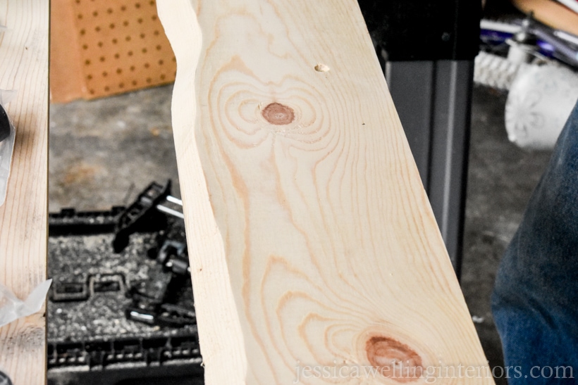 close-up of unfinished wood coat rack before stain and polyurethane are applied