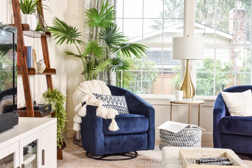 cozy living room with lots of indoor plants
