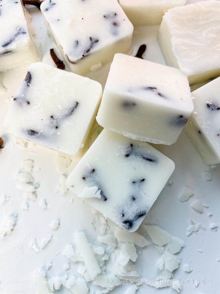 close-up of soy wax melts with cloves inside