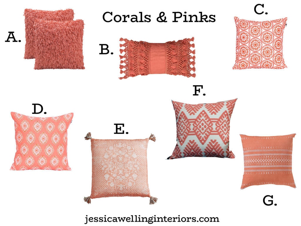 coral throw pillow covers