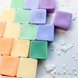 soy wax melts against a white background