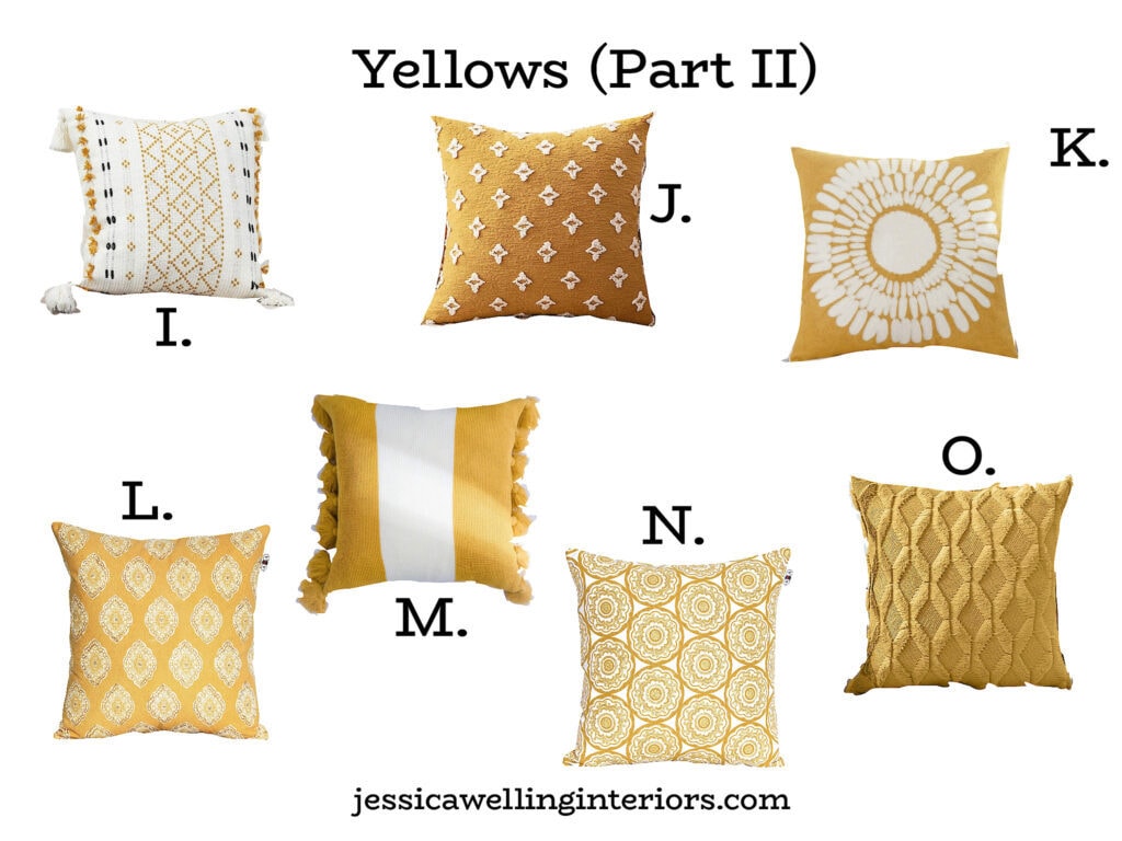 modern Boho throw pillow covers from Amazon in yellow and white