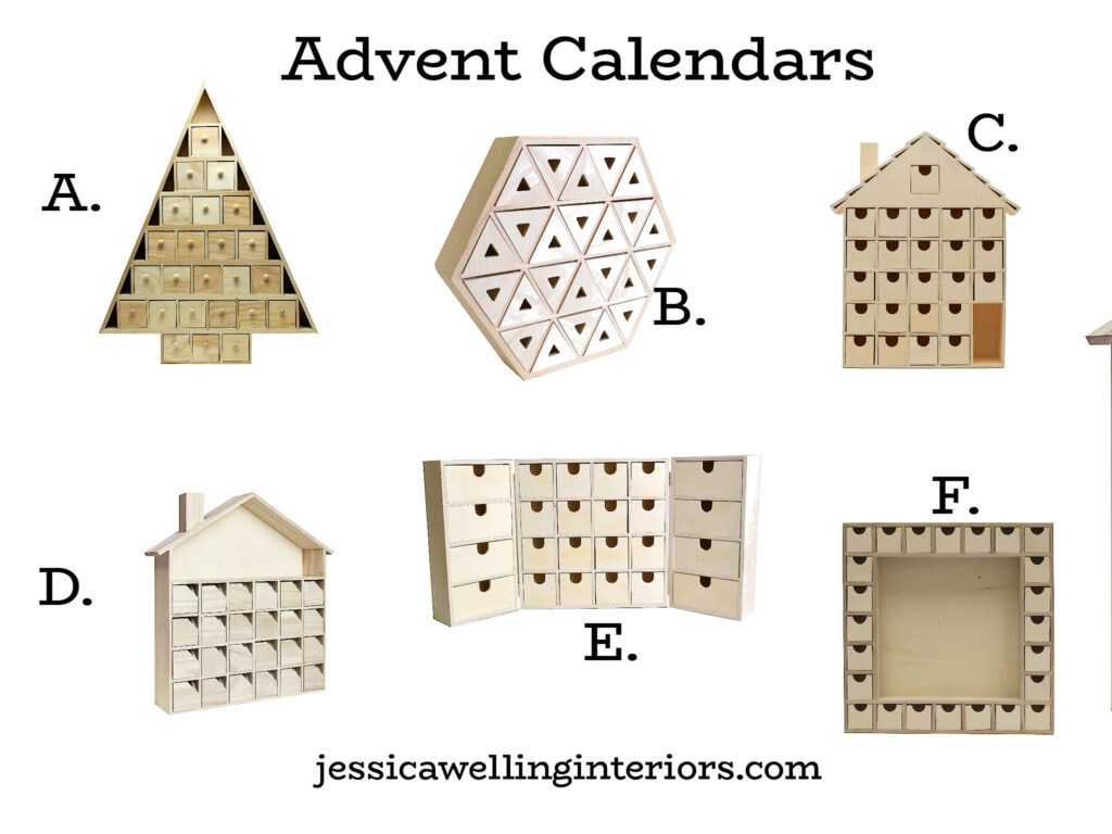 unfinished wooden advent calendar