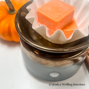 pumpkin spice scented wax melts in a wax warmer