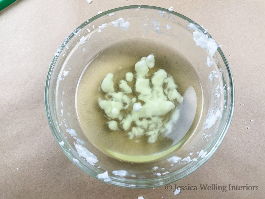 bowl of mostly melted soy wax