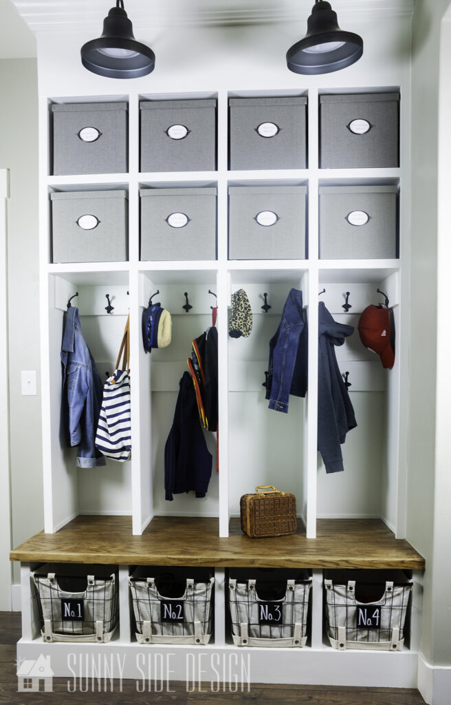 entryway with DIY hall tree built-ins