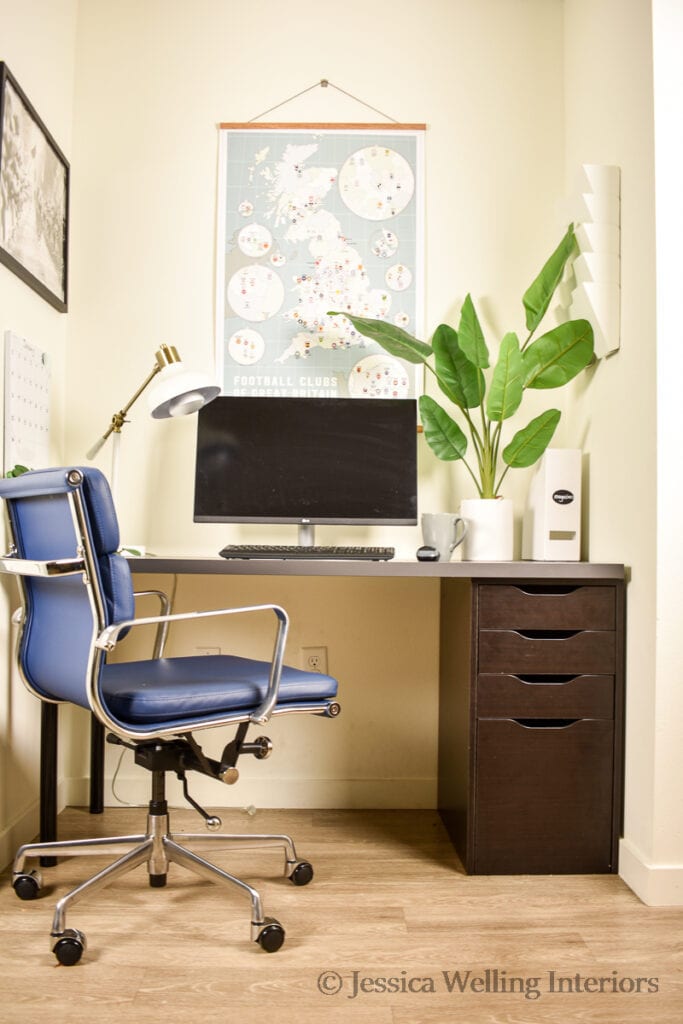 masculine home office design with a comfortable desk chair from Laura Davidson