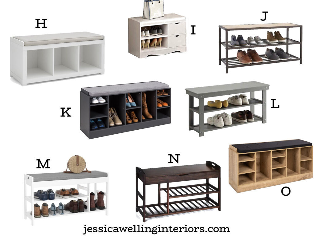 collection of shoe storage benches for entryways on a budget