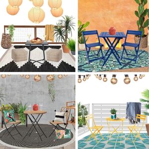 collage of 4 patio decor design boards