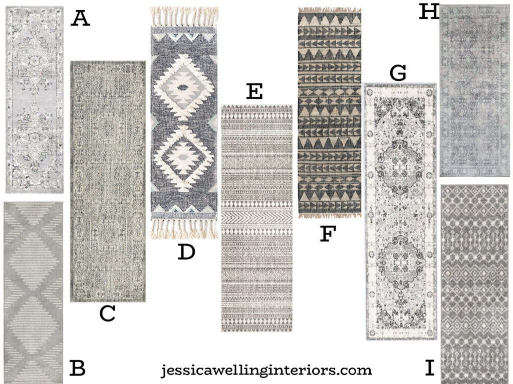 collection of grey runner rugs