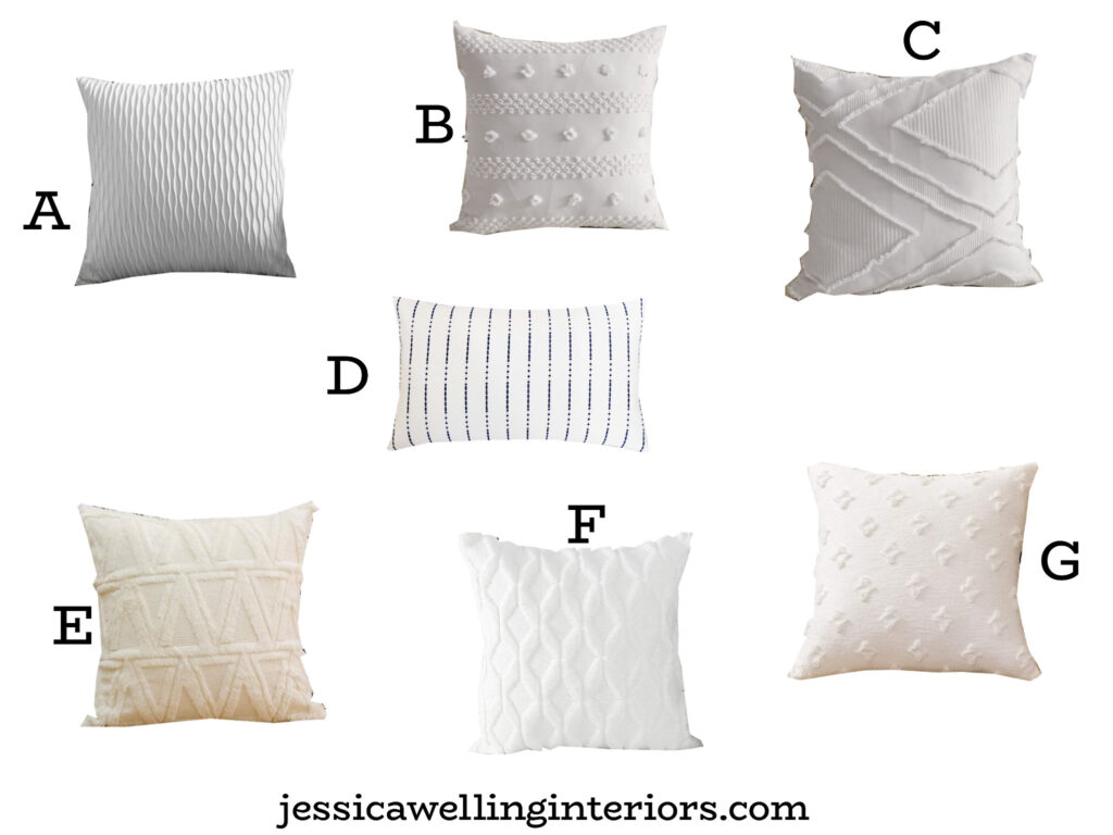 collage of white pillow covers for Fall