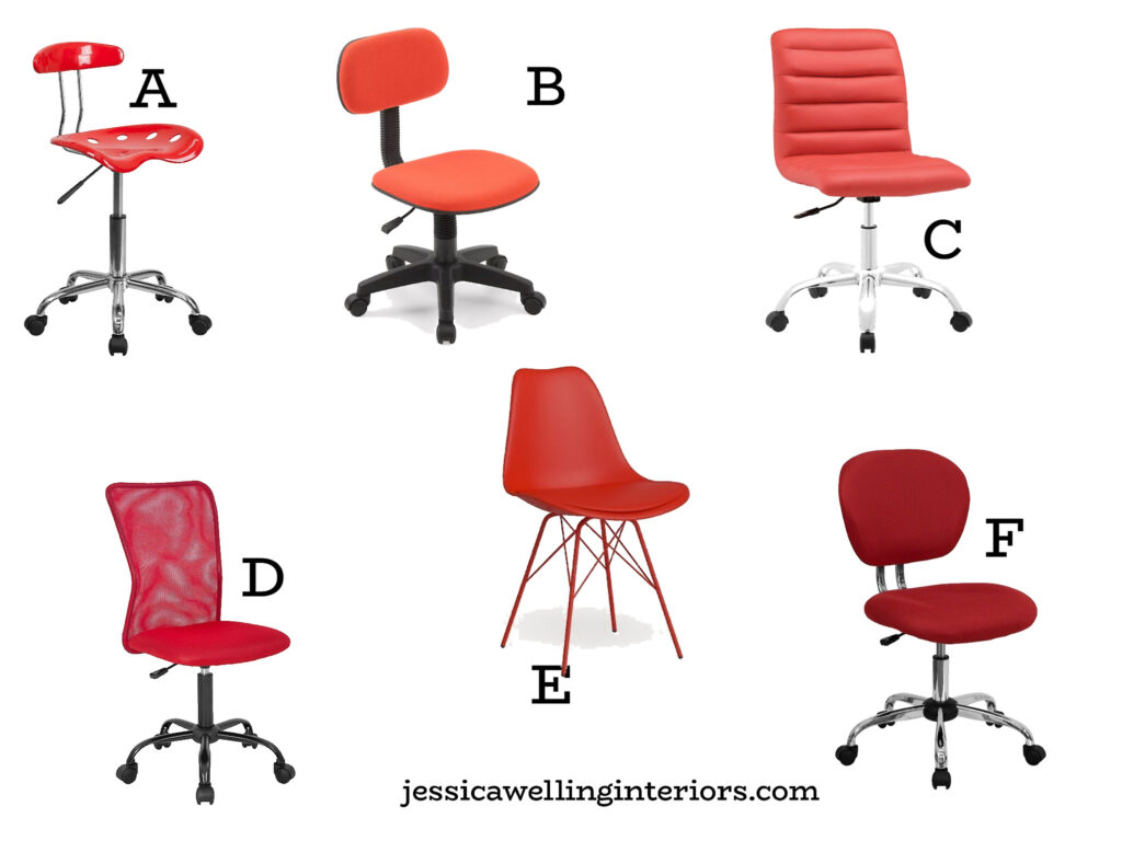 kids desk chairs in red