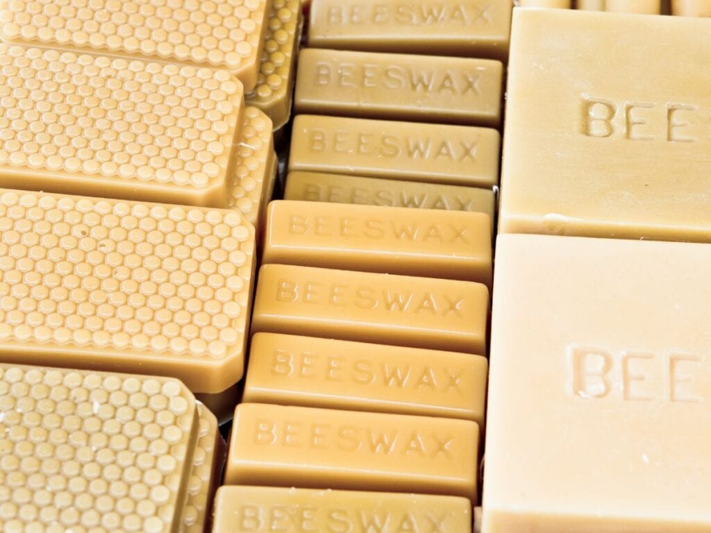 bars of beeswax stacked up