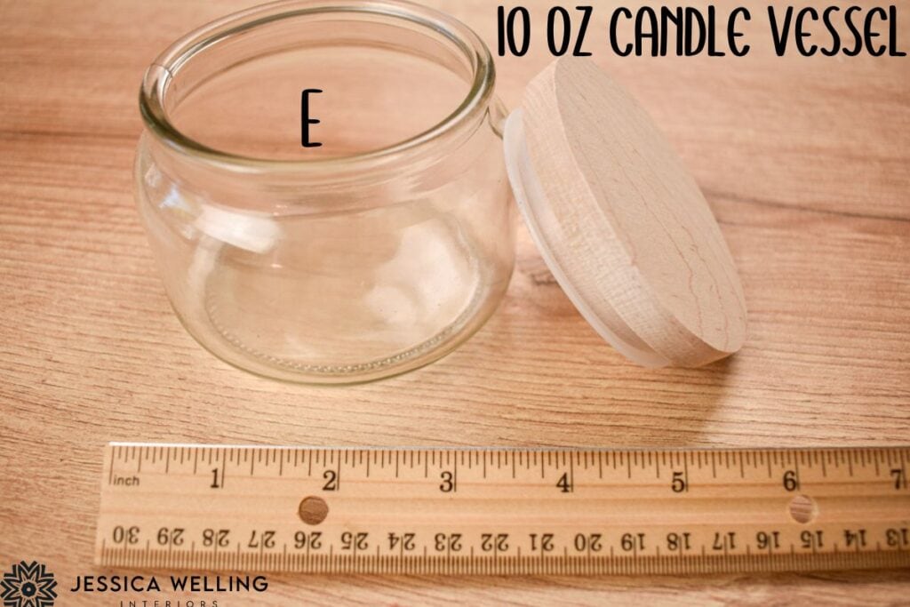 10 oz candle jar next to a ruler for scale