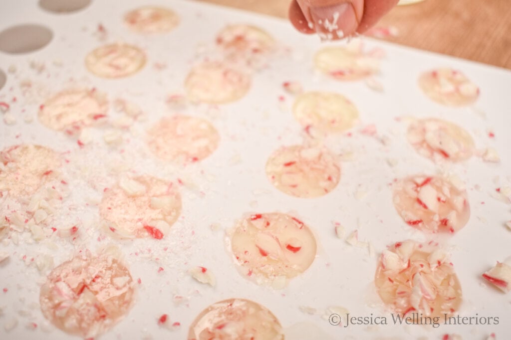 candy cane wax melts being made