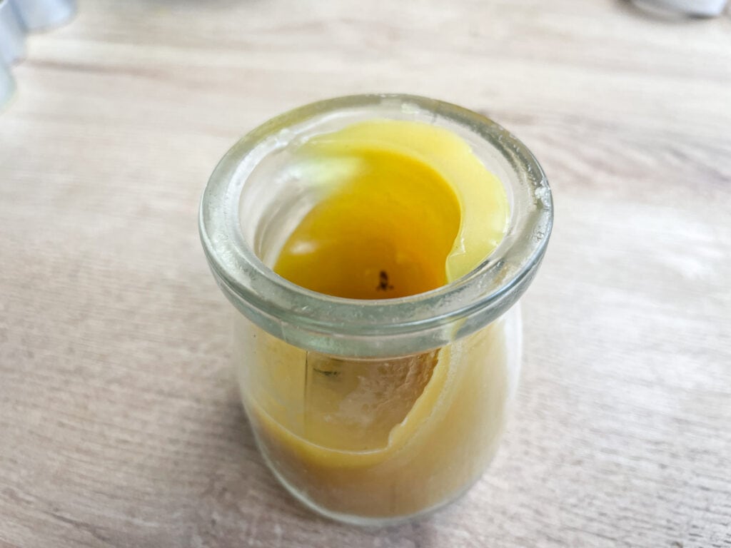 beeswax candle with tunneling