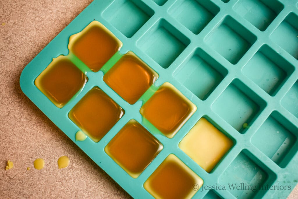 beeswax cooling in a silicone candy mold