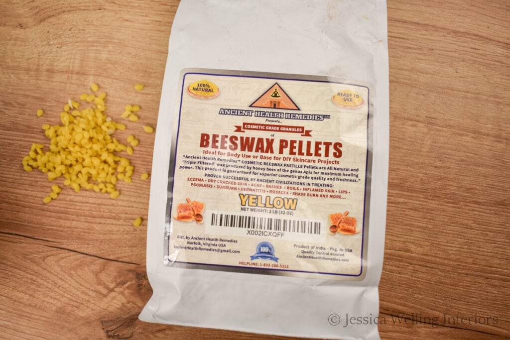 bag of yellow beeswax pellets