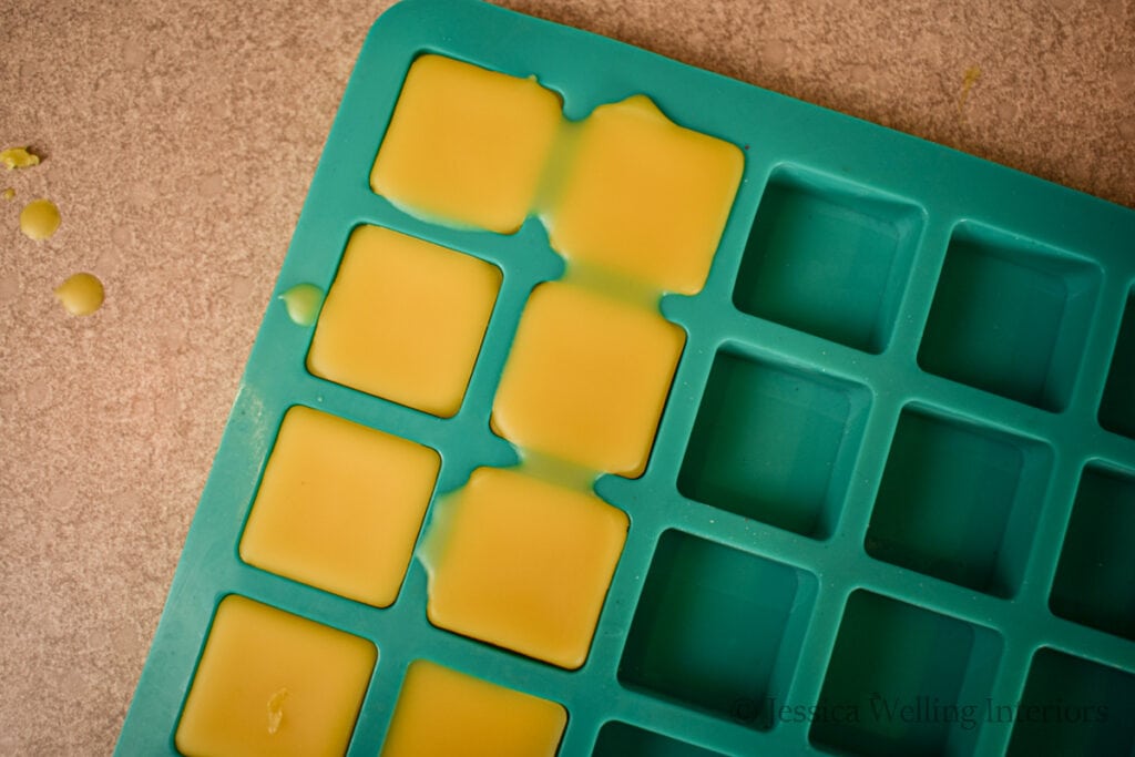 beeswax wax melts completely cooled and hardened, ready to be removed from the mold