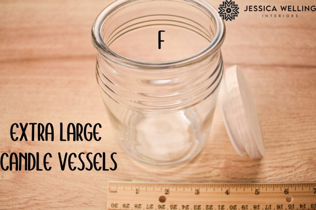 Extra Large Candle Vessels: 18 oz apothecary jar next to a ruler for scale