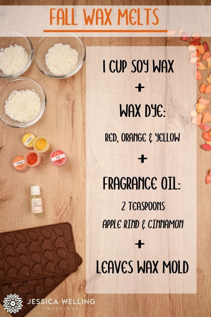 Fall Wax Melts: infographic with recipe for apple cider scented fall wax melts