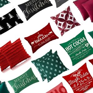 collage of Amazon Christmas pillow covers