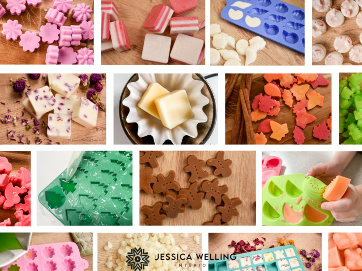 collage of colorful DIY wax melts