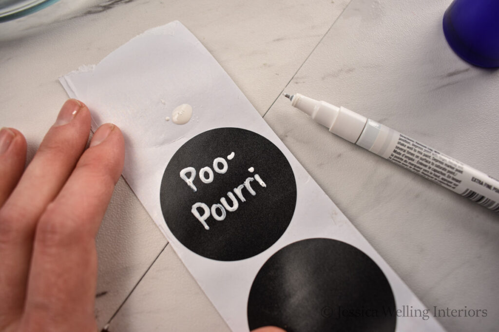 round chalkboard sticker labels with a white paint pen